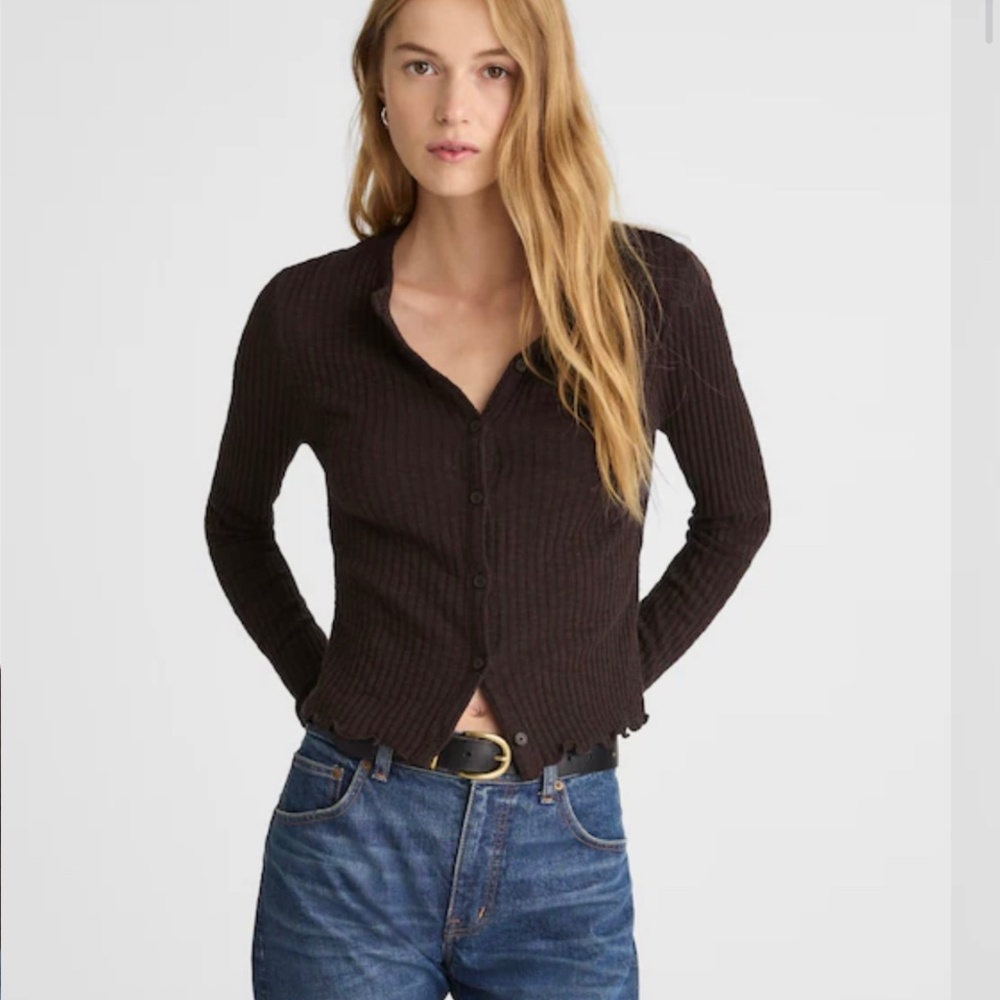 Madewell Lettuce Hem Brown Cardigan - M